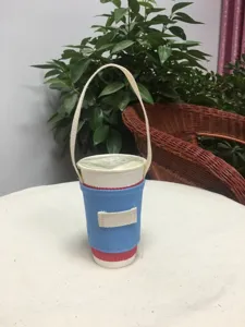 Farbiger Leinen Becherhalter handgemachte tragbare Tasche fuer Milchhaustassen neu.