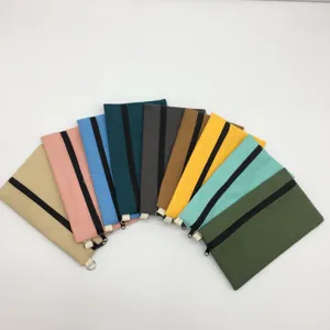 Minimalistisch Segeltuch Münztasche Kreativ Süß Federmäppchen Einfarbig Aufbewahrungstasche Reißverschluss Kosmetiktasche Kleine Clutch Handtasche Für Schule Büro