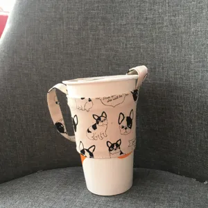 Segeltuch Getränkehalter mit süßem Französische Bulldogge Print, Tragetasche für Kaffee.