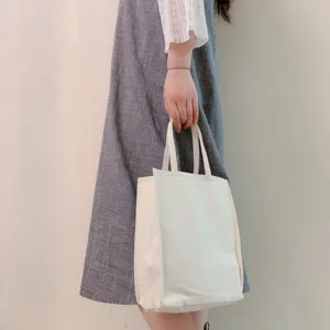 Plain canvas tote bag casual handbag reusable shopping grocery bag cotton hand bag for use