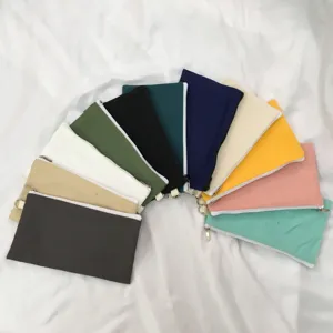 Einfarbiges Canvas Münzgeldbörse Reißverschluss Tasche DIY kleine Kosmetiktasche Tragbar