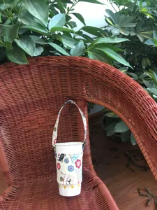 Japanse stijl Shiba Inu kopjeshoes schattige cartoon drankhouder stoffen tas met handvat detail
