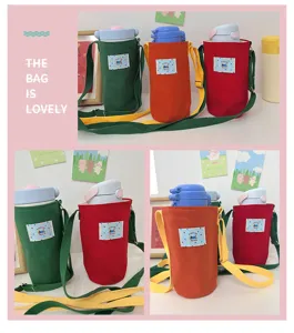 Leinwand Wasserflasche Tasche mit verstellbarem Gurt, tragbare niedliche Tasse Abdeckung Outdoor.