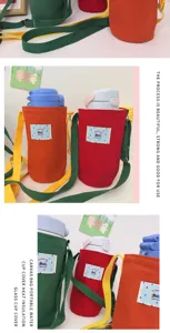 Segeltuch Wasserflasche Hülle mit verstellbarem Umhängegurt, tragbare isolierte Tassenhalter Tasche.
