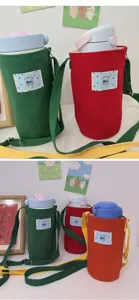 Leinwand Wasserflasche Tasche Umhängetasche verstellbarer Gurt Thermosbecher Halter outdoor