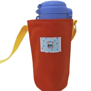 Leinwand Umhängetasche Wasserflasche Ärmel mit verstellbarem Gurt Kinder Tassenhalter