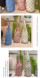 Borsa per bottiglia d'acqua stampata trapuntata copritazza portatile custodia isolante