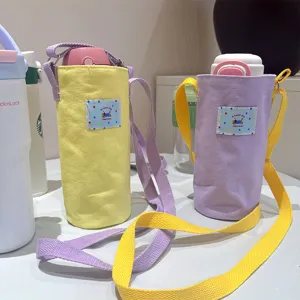 Canvas waterfles tas schattige crossbody bekerhouder hoes draagzak voor dagelijks gebruik
