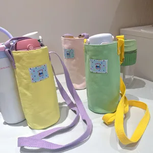 Canvas waterfles tas casual effen kleur crossbody bekerhouder voor dames dagelijks
