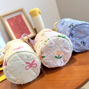 Gesteppte Wasserflaschen Tasche süßer Cartoon Druck Thermoskanne Hülle tragbare Tasche