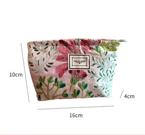 Blumenmuster Kosmetiktasche Tragbare Reise Make-up Pouch Aufbewahrungstasche für Frauen