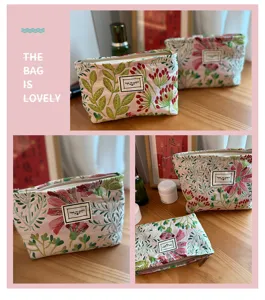 Blumen Kosmetiktasche Reise Aufbewahrung Reißverschluss Tasche tragbare Stoff Make-up Tasche