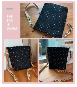Sac bandoulière noir avec sangle colorée, petit sac carré élégant pour le travail et loisirs