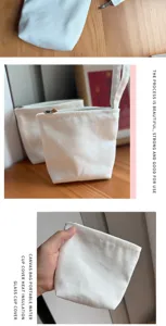 Kleine Canvas Aufbewahrungstasche mit Reissverschluss und Griff, tragbare Mini Tasche im Alltag.