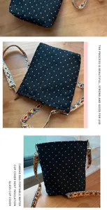 Sac bandoulière noir à pois avec sangle tissée colorée style urbain quotidien sac à la mode