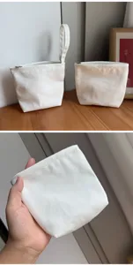 Mini Leinen Münztasche mit Handschlaufe tragbare Hygienebeutel Reißverschluss Tasche