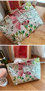 Blumen Kosmetiktasche tragbar Make-up Reisebeutel stilvoller Reißverschluss Organizer