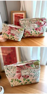 Blumen bestickte Kosmetiktasche Reise Organizer tragbare Reißverschluss Make-up Tasche Set