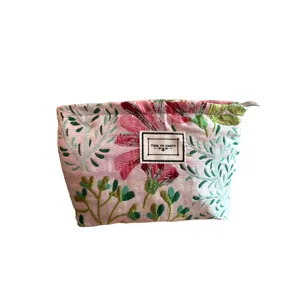 Blumendruck Kosmetiktasche für Damen, tragbare Make-up Aufbewahrungstasche für Reisen.