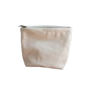Mini weiße Canvas Münztasche tragbare Reißverschlusstasche Make-up Tasche für Schlüssel.