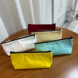 Minimalistisches Leinwand Federmäppchen Einfarbig Schreibwarentasche Reißverschluss Bleistifttasche Für Schule Büro Studenten Geschenk