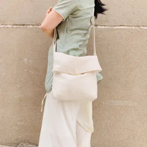 Canvas Umhaengetasche fuer Damen casual Schultertasche taegliche Shopper Tasche beige neu