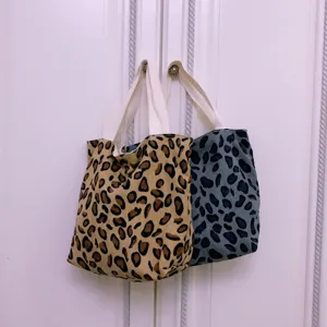 Vintage κοτλέ λεοπάρ τσάντα shopper chic φθινόπωρο γυναικεία τσάντα χειρός bento casual