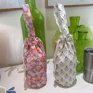 Borsa trapuntata per bottiglia d'acqua floreale custodia carina con coulisse per viaggio.