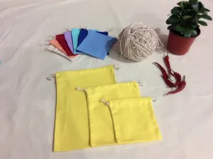 Unbedruckte Leinwand Kordelzug Taschen, farbige Stoffbeutel fuer Geschenke Tee Aufbewahrung