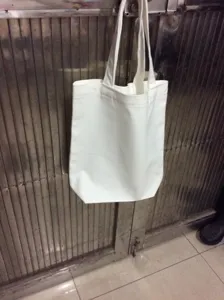 Plain white canvas tote bag 12oz blank reusable grocery shopping bag for DIY craft and daily use