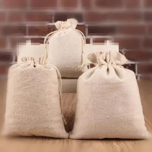 Natürliche Leinen Baumwolle Kordelzug Beutel DIY Handgemachte Aufbewahrung Tasche Geschenke.
