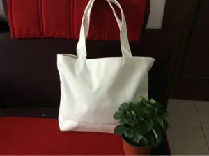 Einfache weiße Canvas Tragetasche, vielseitige Schultertasche für Einkauf und Basteln.