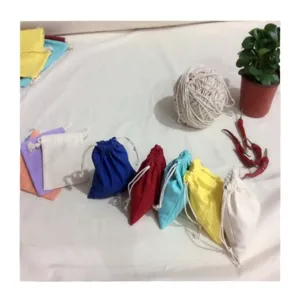 Bunte Segeltuch Kordelzug Aufbewahrungsbeutel Set, vielseitige Baumwollbeutel für Geschenke.