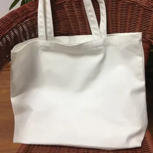 Einfache weiße Canvas Tragetasche, große Kapazität Umhängetasche für Einkauf und DIY Malerei.