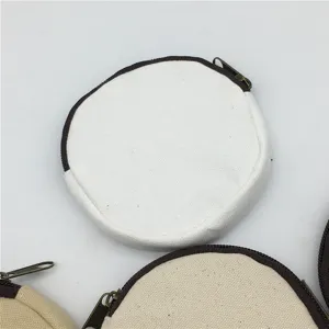 Leere runde Geldbörse aus Leinen mit Reißverschluss, süße DIY Handtasche für den Alltag.