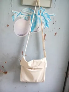 Einfache weiße Leinwand Umhängetasche lässige Schultertasche für Schüler den Alltag