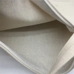 Schlichte Canvas Reißverschlusstasche Detailansicht Naturbaumwolle mit weißem Reißverschluss