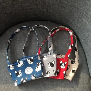 Hübsche französische Bulldogge Getränke Becherhülle Stoff wiederverwendbare Milch-Tee Tasche.