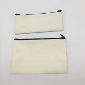 Set aus zwei einfachen Leinen-Federmäppchen mit Reißverschluss für DIY und Mäppchen.