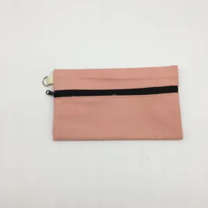 Detailansicht des rosa Canvas-Reißverschlussetuis Federmäppchen Mehrzweckbeutel.