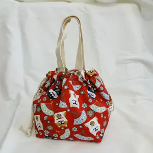 Japanische Shiba Inu Hunde Motiv Kordelzug Bento Lunch Tasche Stoff Tragetasche