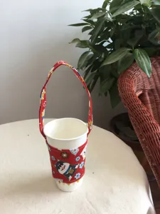 Japanse stijl Shiba Inu stoffen bekerhoes schattige cartoon dranktas detailweergave