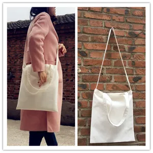 DIY weiße leinwand tasche schultertasche umhängetasche freizeit literarischen stil tasche