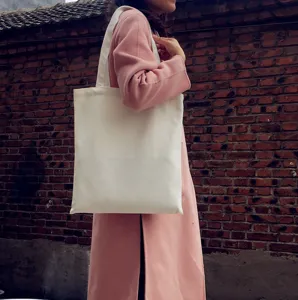 Einfache weiße Canvas Tragetasche für Damen, lässige Umhängetasche für den Alltag.