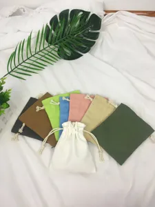 Mehrfarbige blanko Leinwand Kordelzug Taschen, wiederverwendbare Geschenktüten für DIY.