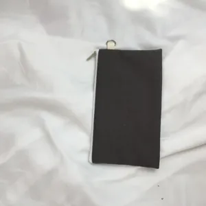 Einfacher einfarbiger Leinwand Reißverschluss Beutel Münztasche minimalistische tragbare kleine Tasche