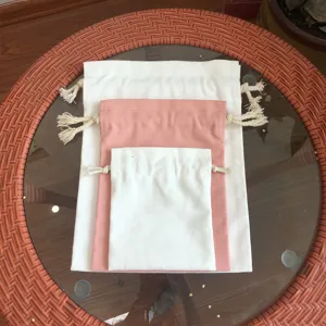 Baumwoll-Leinen Kordelzug Aufbewahrungstaschen Set, DIY Taschen fuer Geschenke und Deko.