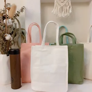 Canvas tote bag casual handbag reusable shopping bag versatile cloth storage bag daily use