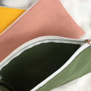 Einfache einfarbige Leinwand Reißverschlusstasche für den Alltag, DIY leere Münzbörse.