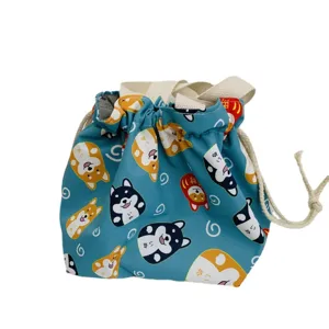 Süße Shiba Inu japanische Bento-Tasche, wasserdichte Kordelzug-Handtasche und Brotzeittasche